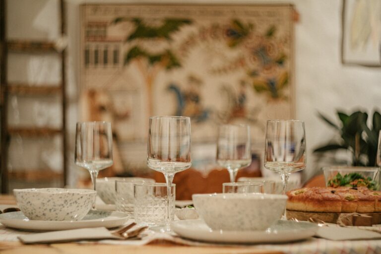 Simple home dinner table plates cutlery