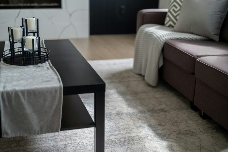 Cozy living room tidy coffee table sofa