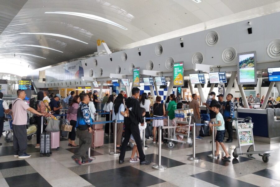 Passport boarding pass airport counter