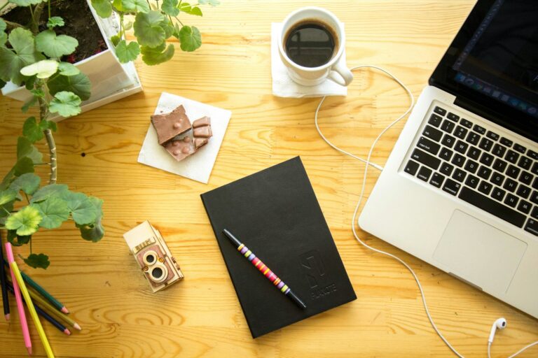 Notebook coffee freelance planning