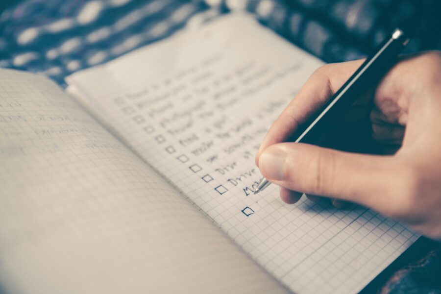 Desk notebook pen checklist