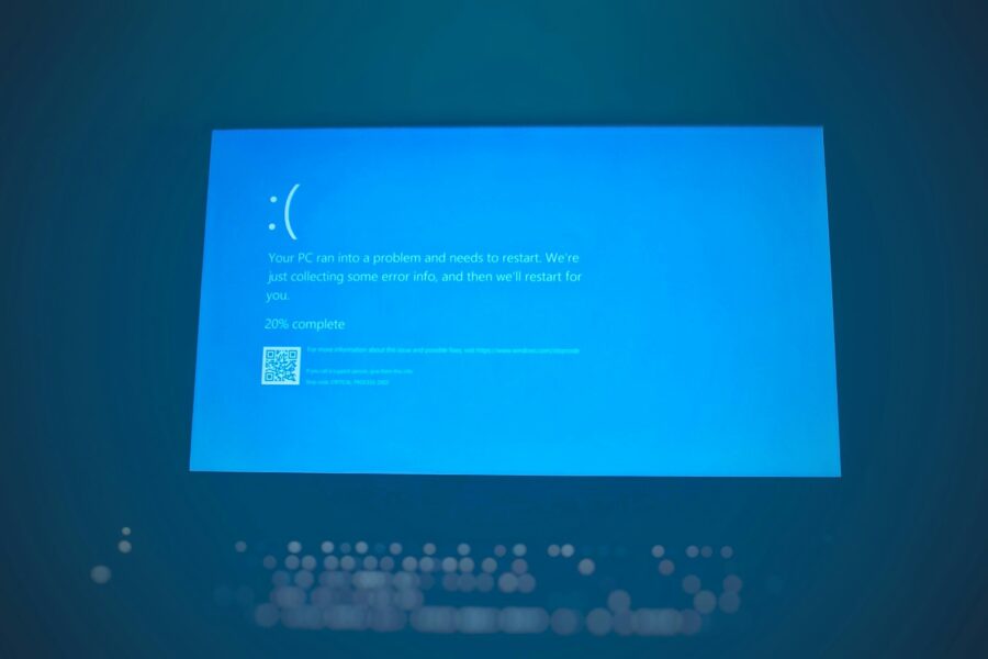 Laptop screen phishing email warning