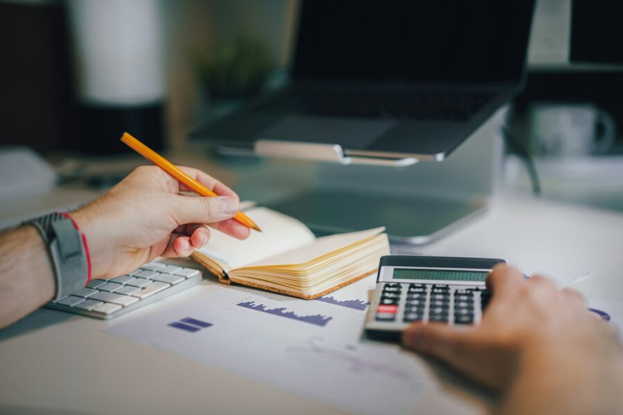 Person using calculator