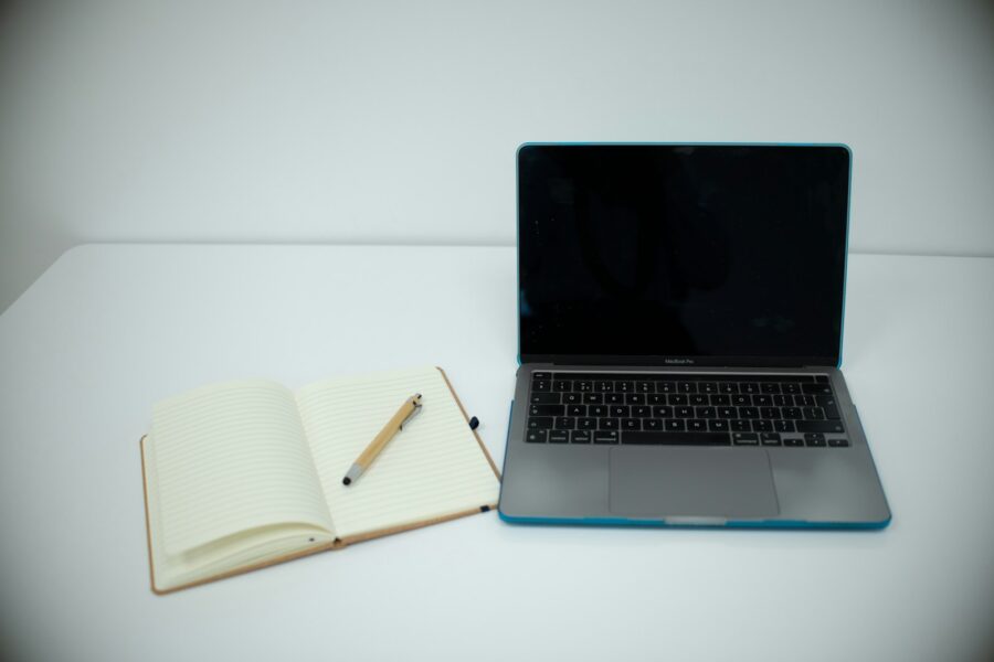 Person desk notebook