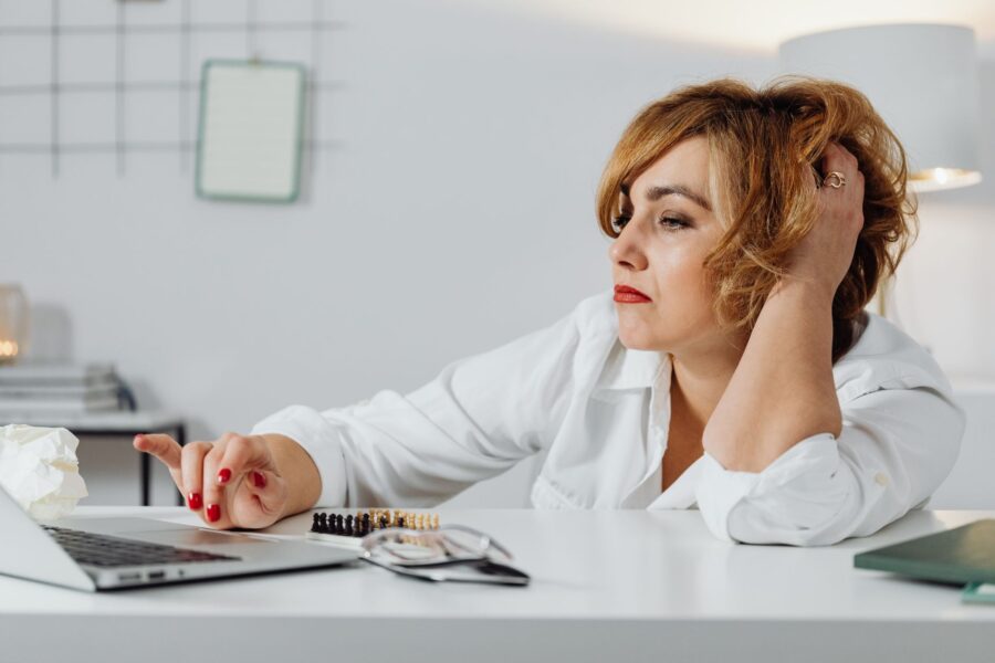 Woman using laptop