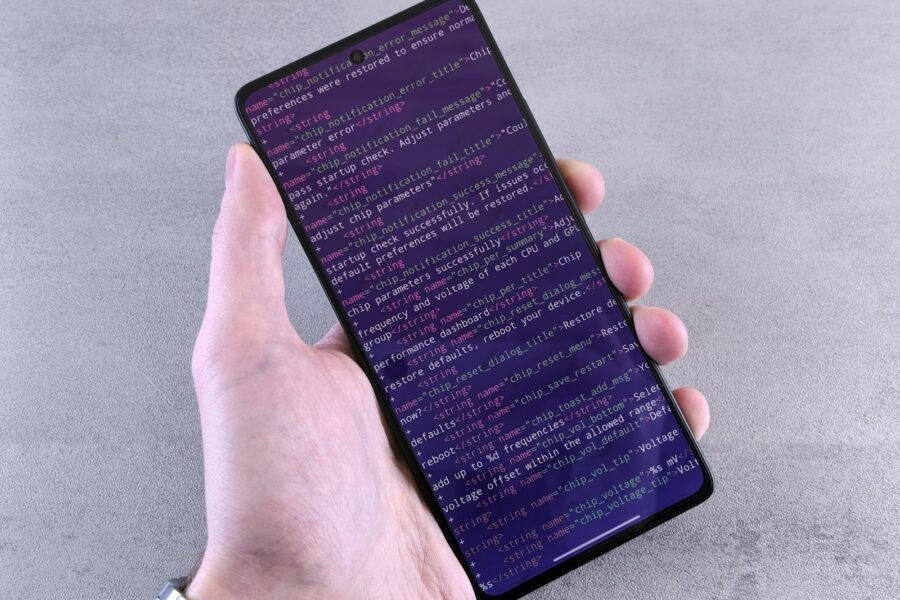 Hand holding smartphone