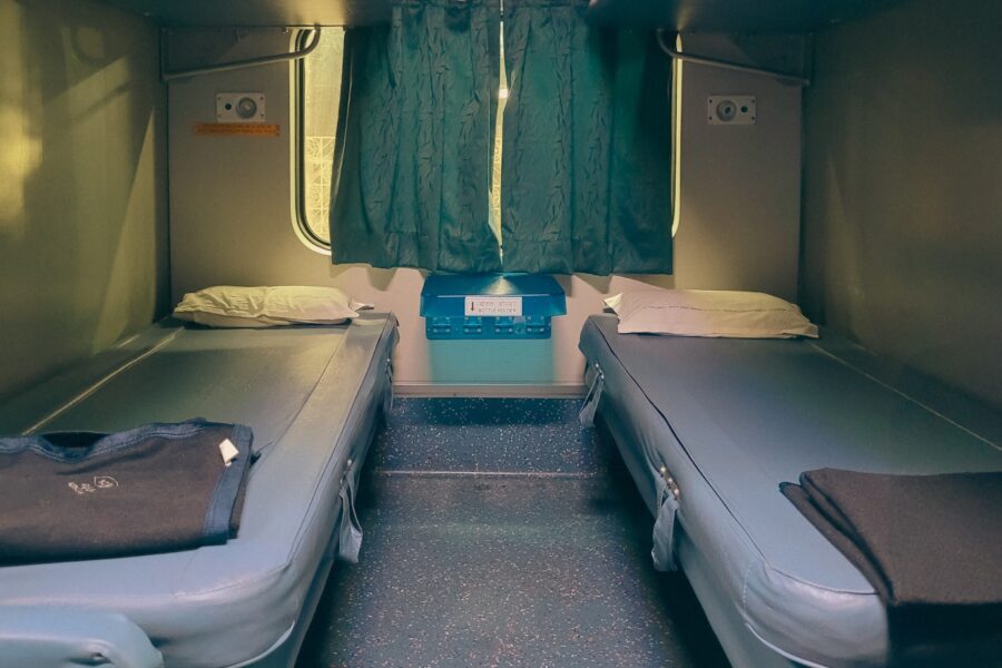 European overnight train compartment bunk beds