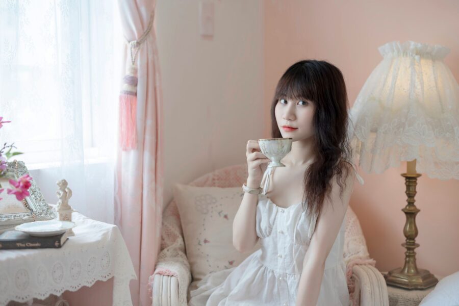Woman relaxing tea