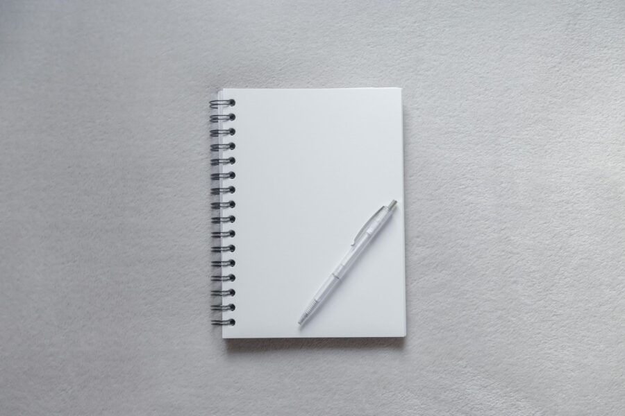 Notebook pen coffee