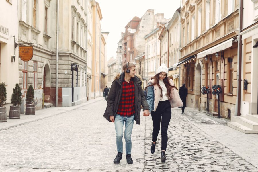 Couple walking old