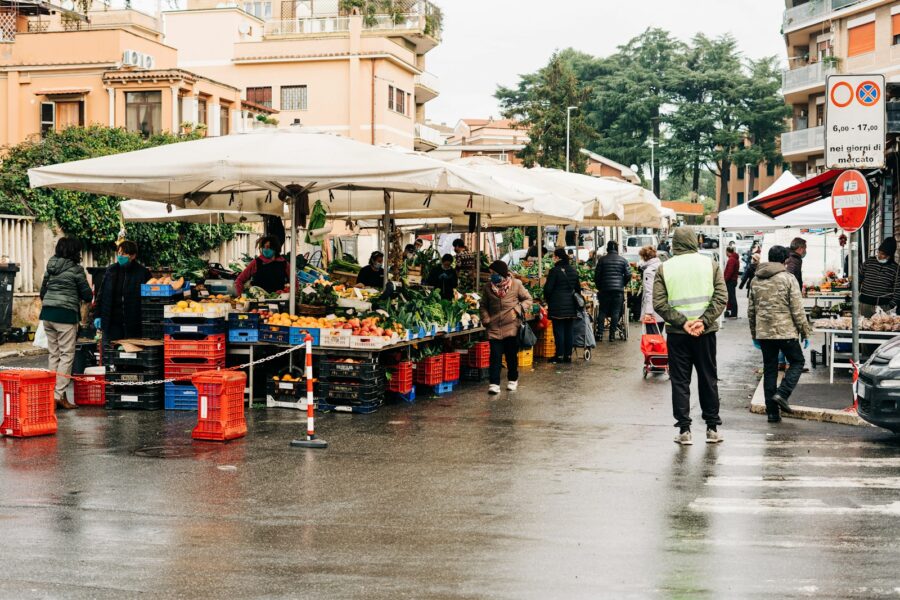 Food market stalls
