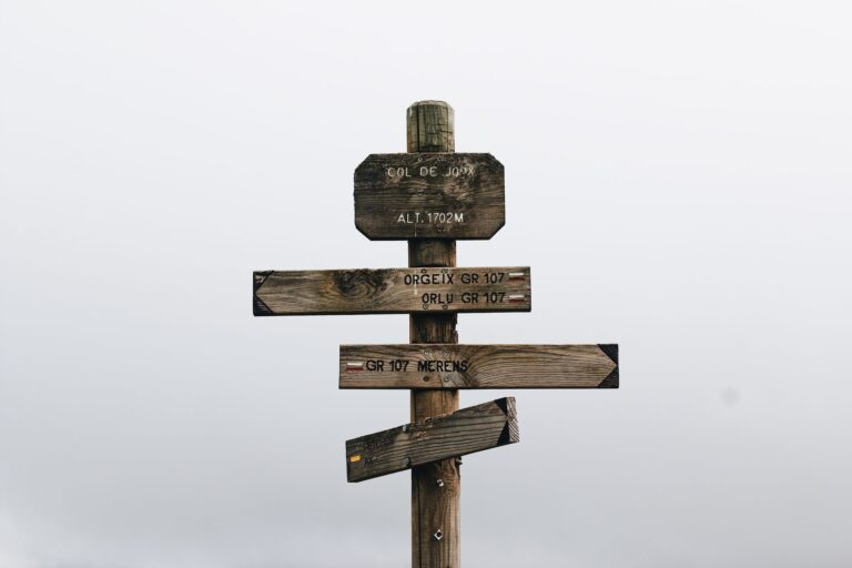 Mountain trail signpost