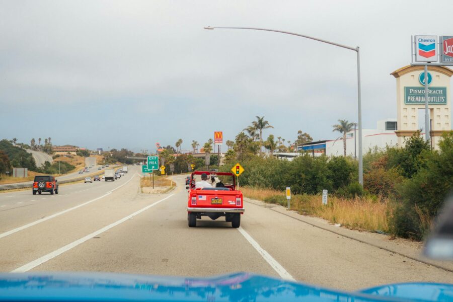 Summer road trip car coastal highway