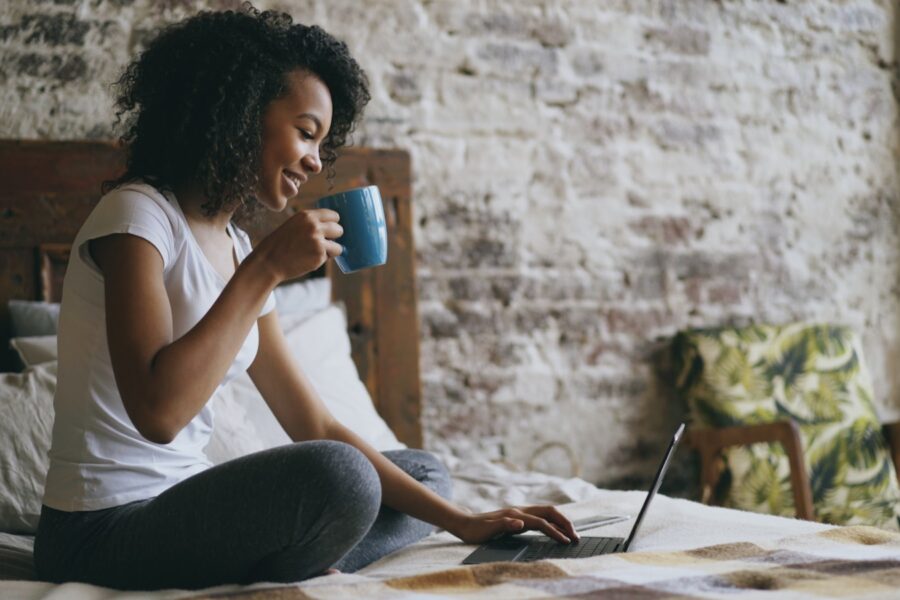 Woman checking finances