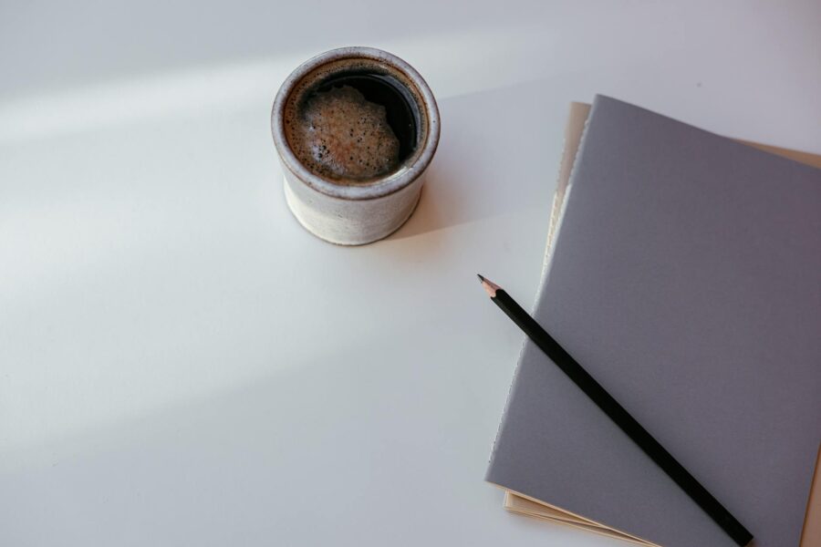 Morning desk coffee