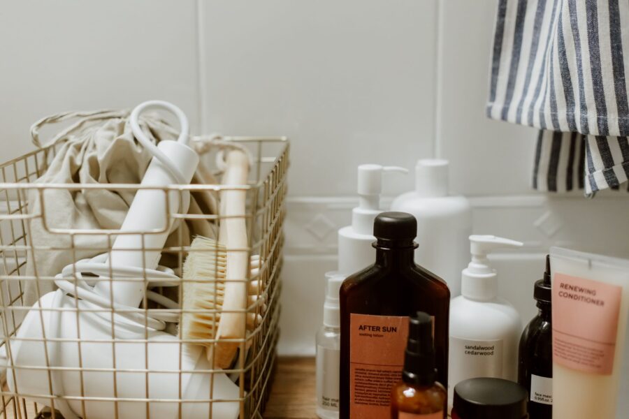 Organized bathroom shelf