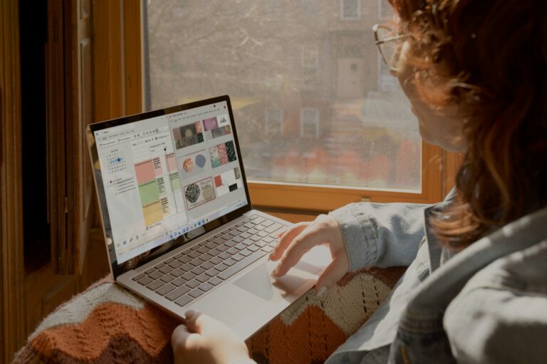 Woman using laptop