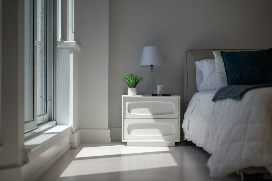 Hotel room bed