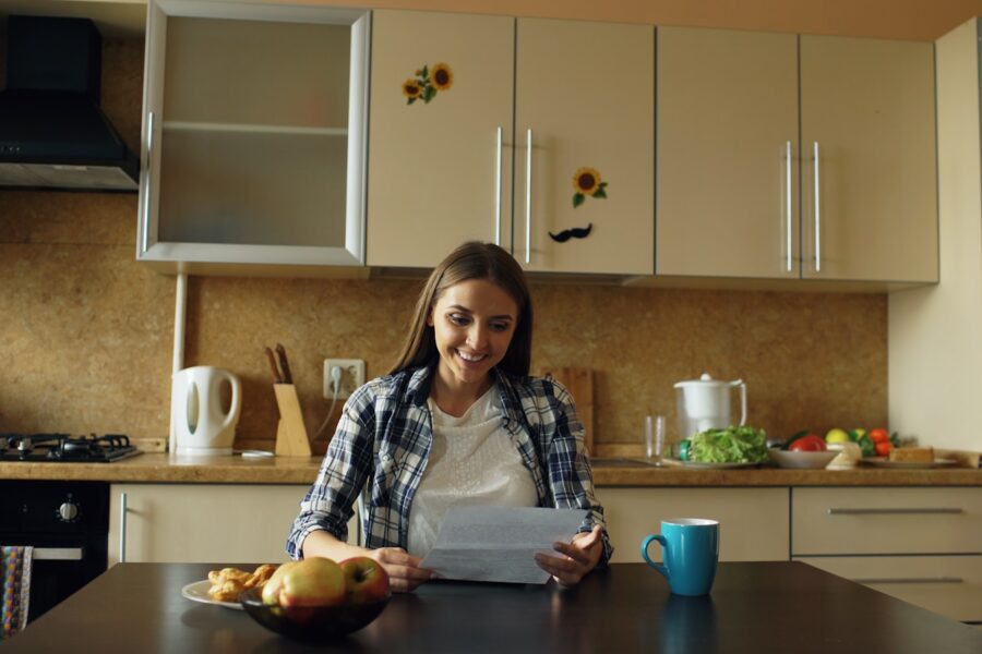 Woman checking finances