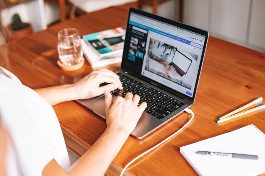 Person working laptop