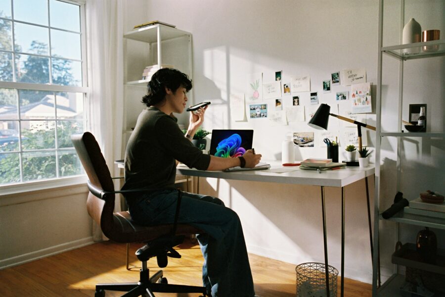 Person desk stretching