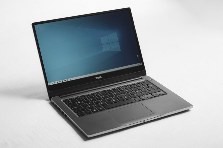 Laptop open desk