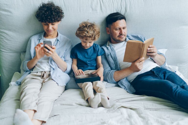 Family looking digital