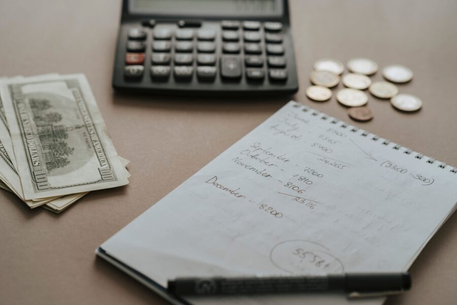 Notebook calculator coins