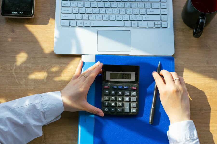 Person calculator notebook