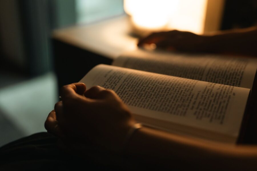 Evening person reading
