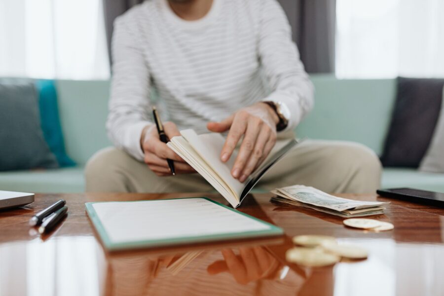 Person reviewing finances
