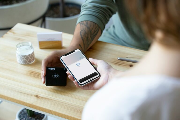 Person checking banking