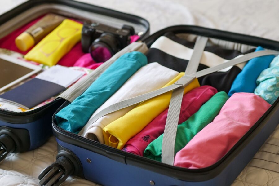 Overhead open suitcase