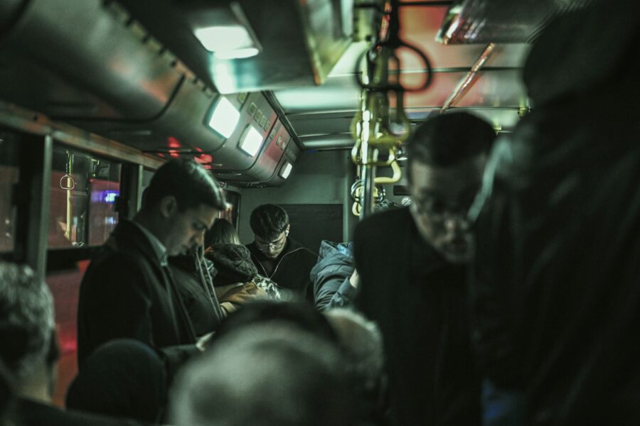 Night bus interior