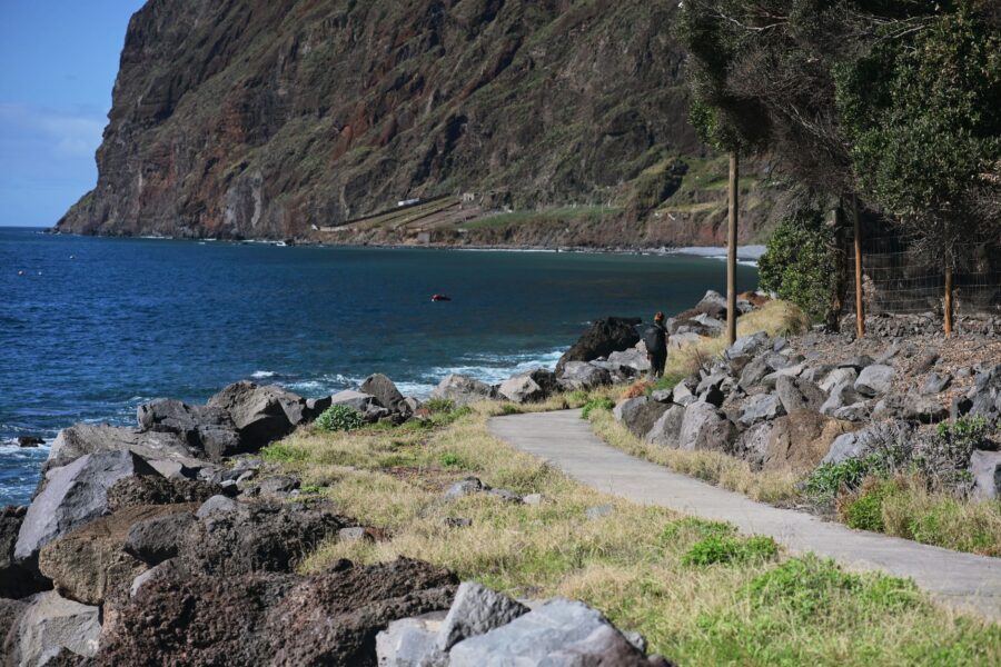 Rocky coastline walking