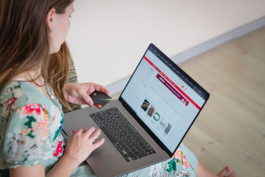 Woman checking online