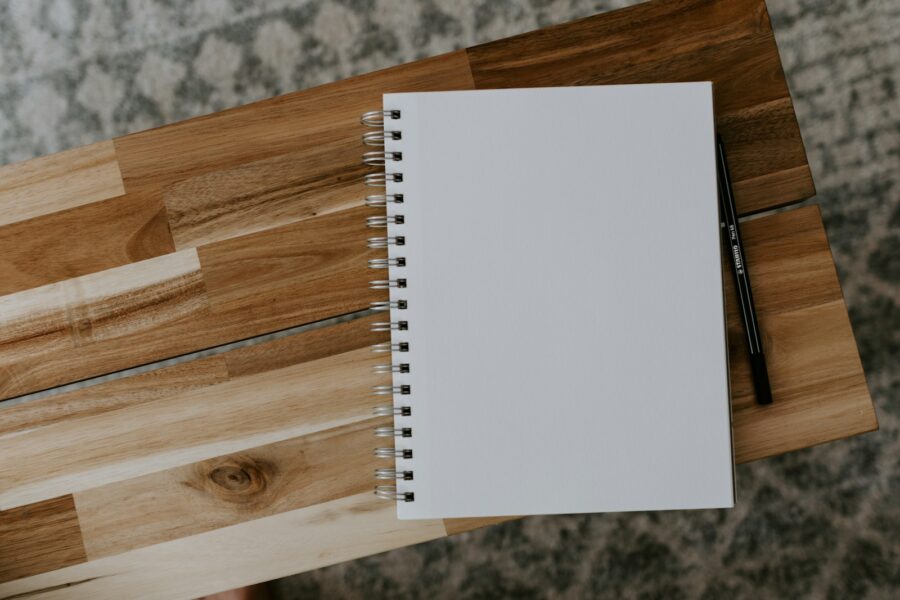 Notebook pen coffee